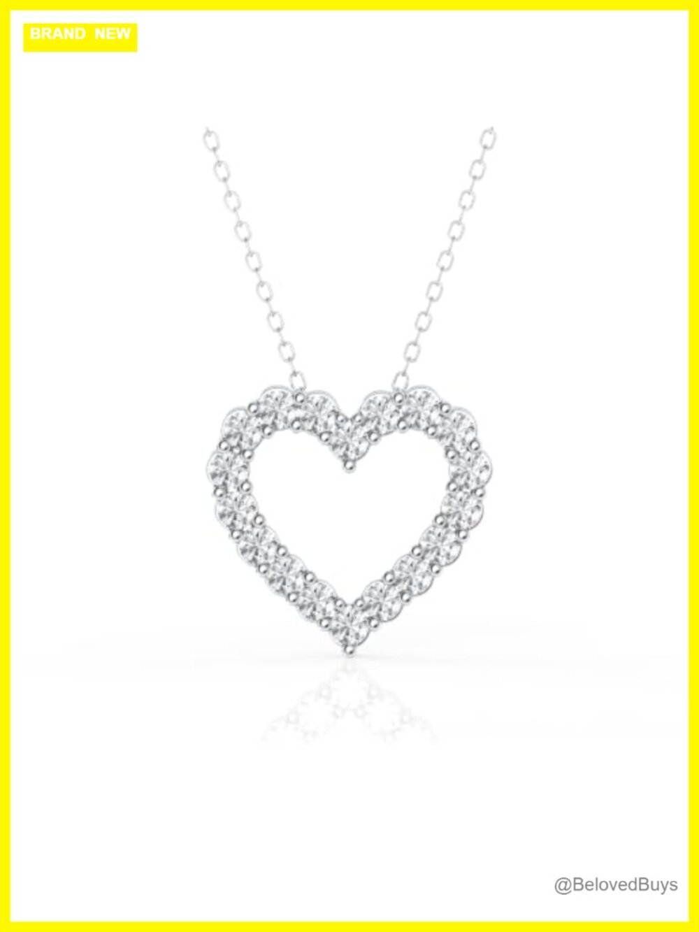 Lab Grown Diamond Heart Pendant Necklace 925 Sterling Silver 1 Ct